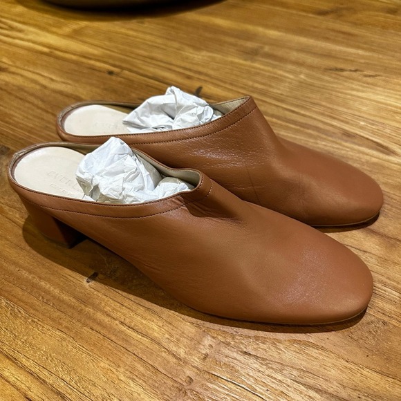 Everlane Women’s Tan Leather Day Heel Slip On Mule Minimalist Neutral - Picture 3 of 10